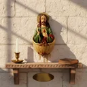 Ver imagem 2 de Pia de Água Benta Sagrado Coração de Jesus de Resina de Parede - 15 cm