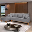 Ver imagem 1 de Sofá Living 4 Lugares Beny com Chaise Lado Esquerdo Linho Império Cinza Claro 185