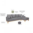 Ver imagem 2 de Sofá Living 4 Lugares Beny com Chaise Lado Esquerdo Linho Império Cinza Claro 185