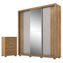 Ver imagem 1 de Guarda Roupa Casal Moema Amêndola Nude Flex com Espelho e Pés e Cômoda Astral Amêndola Touch com Pés