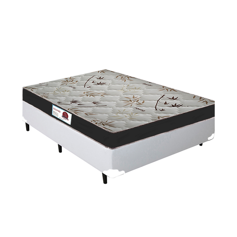 Cama Box Casal Sintético Branco + Colchão Casal Prime Semi Ortopédico 58x138x188
