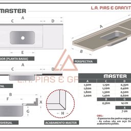 Pia de Cozinha Granito 200 Cm Santa Cecilia Master Cuba Simples - 2