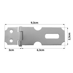 Dobradiça Porta Cadeado Fecho Trinco Zincado 6,3cm para Portão Gaveta Armário | Aliança | Kit 03 Un - 3