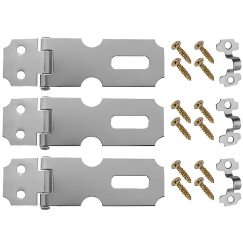 Dobradiça Porta Cadeado Fecho Trinco Zincado 6,3cm para Portão Gaveta Armário | Aliança | Kit 03 Un