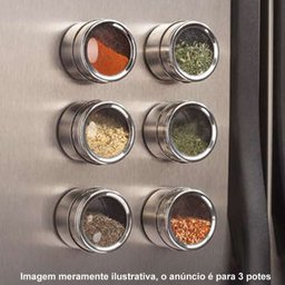 Porta Condimentos Temperos Aço Inox Magnetico C/ Ima - 3 UN - 2