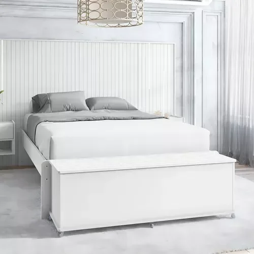 Ver imagem 3 de Recamier Banco Baú Ripado Sapateira Casal Luca - 3 Cores:branco