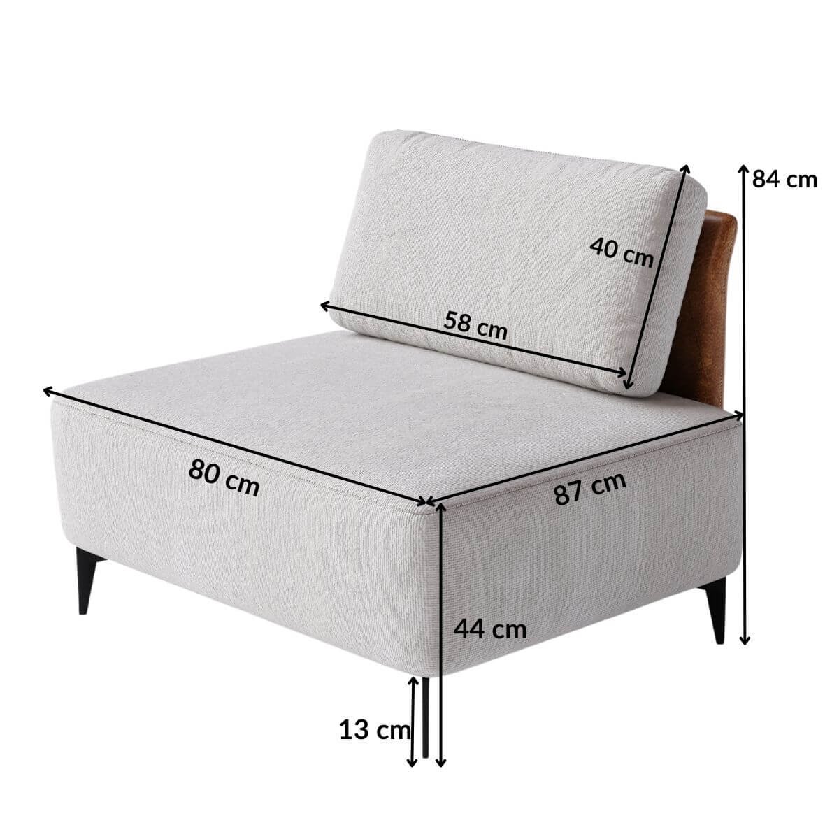 Sofá Dream Box Módulo de 80cm em Boucle Alaska Cinza e Corino Durango Terracota - Home Mobily - 4