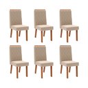 Ver imagem 1 de Conjunto com 6 Cadeiras Estofadas para Mesa de Jantar Sara MDF Freijó Veludo Creme DJ Móveis