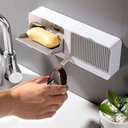 Ver imagem 5 de Saboneteira Dupla Gaveta com Drenagem e gancho retrátil - Cinza