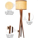 Ver imagem 5 de Luminária de Chão Paris com Pés de Madeira e Tela Indiana Marrom 158cm