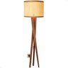 Luminária de Chão Paris com Pés de Madeira e Tela Indiana Marrom 158cm - 1
