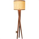 Ver imagem 1 de Luminária de Chão Paris com Pés de Madeira e Tela Indiana Marrom 158cm