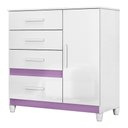 Ver imagem 1 de Cômoda Sapateira Vênus 1 Porta e 4 Gavetas Flex Branco/lilás com Pés - Moval