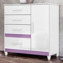 Ver imagem 2 de Cômoda Sapateira Vênus 1 Porta e 4 Gavetas Flex Branco/lilás com Pés - Moval