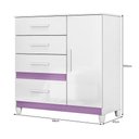 Ver imagem 3 de Cômoda Sapateira Vênus 1 Porta e 4 Gavetas Flex Branco/lilás com Pés - Moval