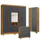 Ver imagem 1 de Guarda Roupa Casal Imperial com Cômoda 4 Gavetas New e Armário Multiuso Versatile Carvalho