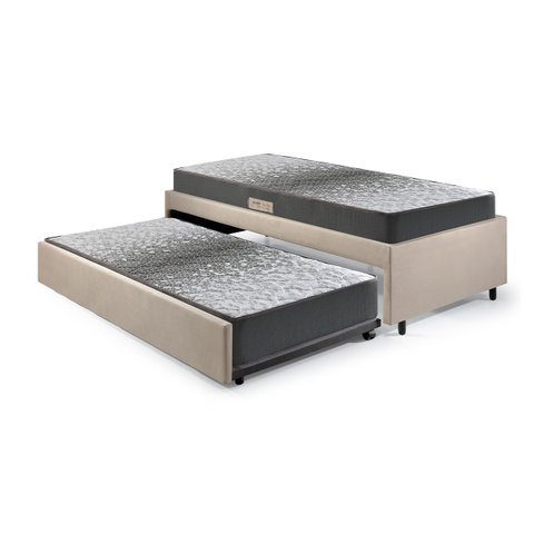 Bicama Box Solteiro 88x188 Suede com Dois Colchões de Espuma Dual Firm Ecoflex
