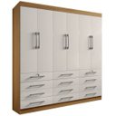 Ver imagem 1 de Guarda Roupa Casal 6 Portas 12 Gavetas - Mônaco-Cinamomo/Off White - Móveis D' Doro