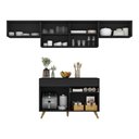 Ver imagem 4 de Armário Cozinha Modulada Compacta 260cm com Balcão Veneza Multimóveis Mp3766 Preto/dourado