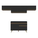 Ver imagem 5 de Armário Cozinha Modulada Compacta 260cm com Balcão Veneza Multimóveis Mp3766 Preto/dourado