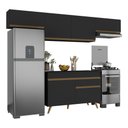 Ver imagem 2 de Armário Cozinha Modulada Compacta 260cm com Balcão Veneza Multimóveis Mp3766 Preto/dourado