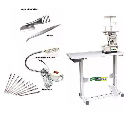 Galoneira Semi-industrial Bracob 3agulhas, com Mesa+kitpeças