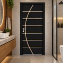 Ver imagem 1 de Porta de Madeira Frisada R20C 210x80 cm Acabamento UV Pronta para Instalar:Preto