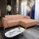Ver imagem 2 de Sofá 2,55M 4 Lugares com Chaise Direito Pés Gold Molino C-105 Linho Rosê
