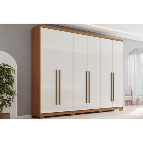 Guarda Roupa Casal 6 Portas e 3GAVS Jade Cinamomo/Off Henn