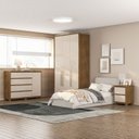 Ver imagem 1 de Guarda-roupa Coimbra 3 Portas Cômoda 4 Gavetas 1 Porta Mesa de Cabeceira 2 Gavetas