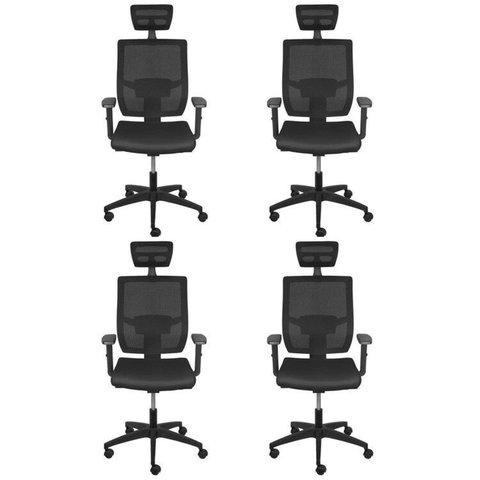 Kit 4 Cadeiras Escritório Presidente Ergonômica Nr17 Atenas