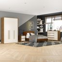 Ver imagem 1 de Guarda-roupa Sevilha 3 Portas Cômoda 4 Gavetas 1 Porta Mesa de Cabeceira 2 Gavetas