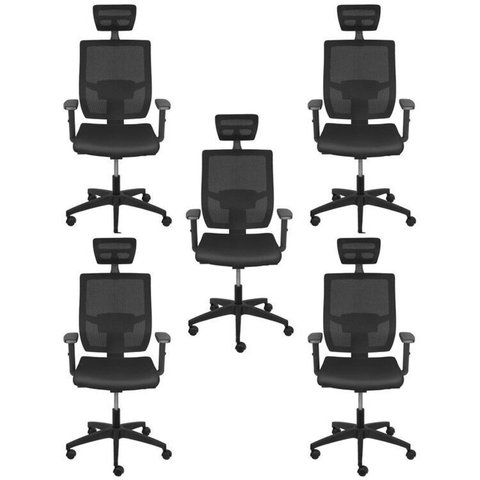 Kit 5 Cadeiras Escritório Presidente Ergonômica Nr17 Atenas