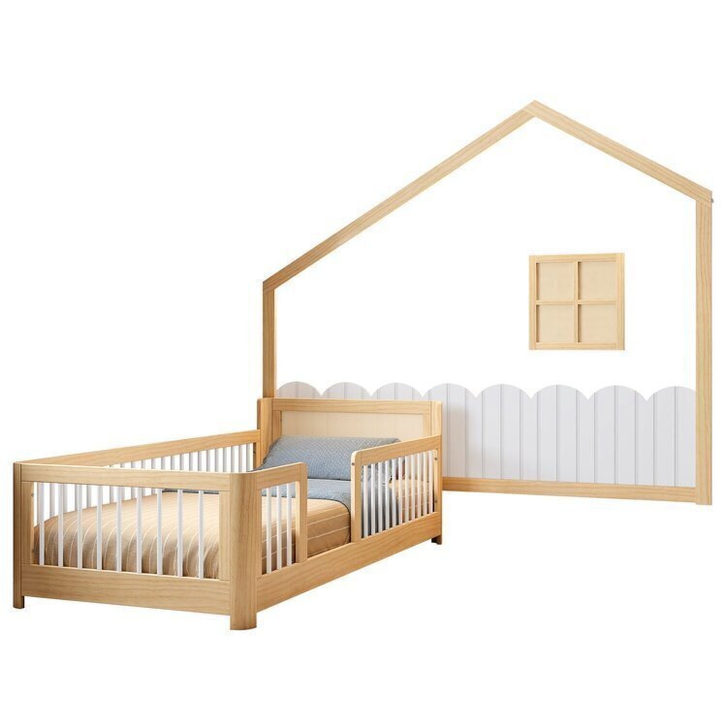 Cama Montessoriana Wave Solteiro com Moldura Infantil Casinha com Led Dream Decor Casatema - 4