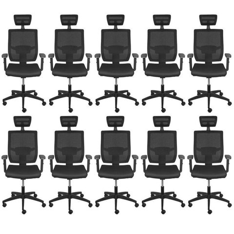 Kit 10 Cadeiras Escritório Presidente Ergonômica Nr17 Atenas