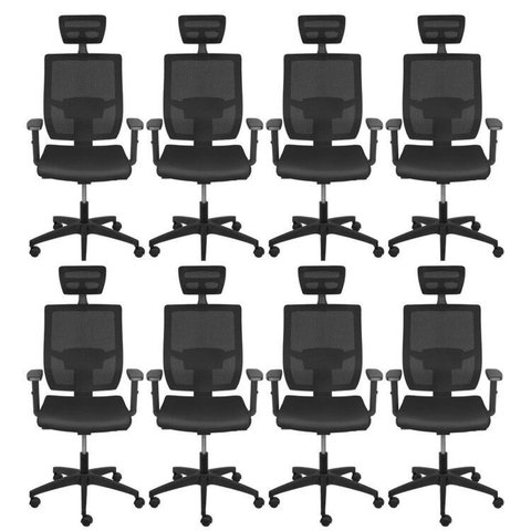 Kit 8 Cadeiras Escritório Presidente Ergonômica Nr17 Atenas