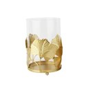Ver imagem 1 de Porta Vela de Vidro Folhas Dourado M - A/CASA