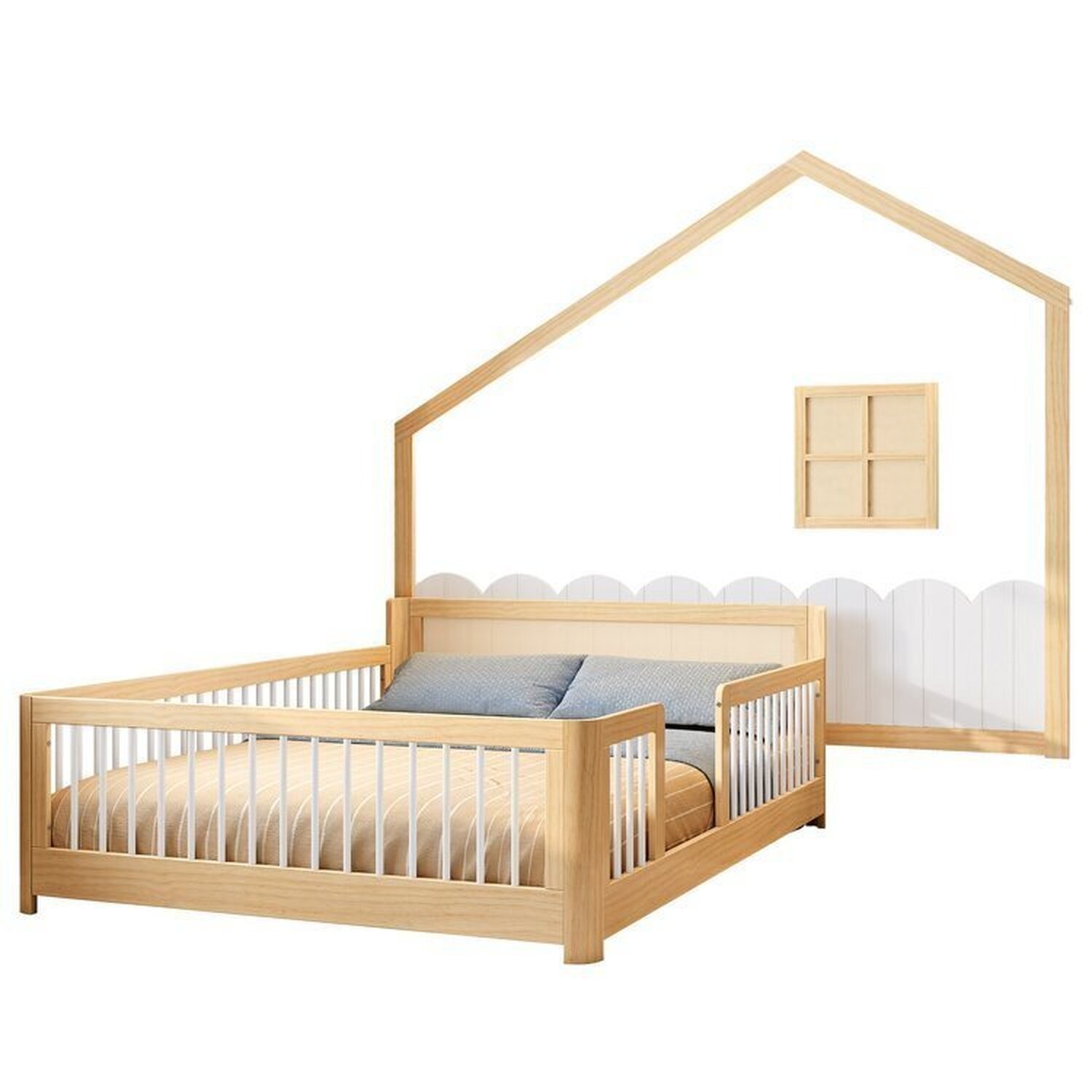 Cama Montessoriana Wave Casal com Moldura Infantil Casinha com Led Dream Decor Casatema - 4