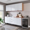 Ver imagem 1 de Cozinha Pérola 200cm 4 Peças Branco/Freijó Yescasa