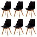 Ver imagem 1 de Kit 6 Cadeiras Leda Charles Eames Saarinen Wood Preta para Sala de Jantar e Cozinha em Polipropileno