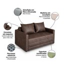 Ver imagem 3 de Sofá Cama Casal 147cm Desdobrável, Resistente, Confortável e de Fácil Limpeza Marrom Estofama