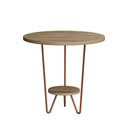 Ver imagem 2 de Mesa Lateral Redonda Industrial Italy Ferro Cobre e Tampo Freijó