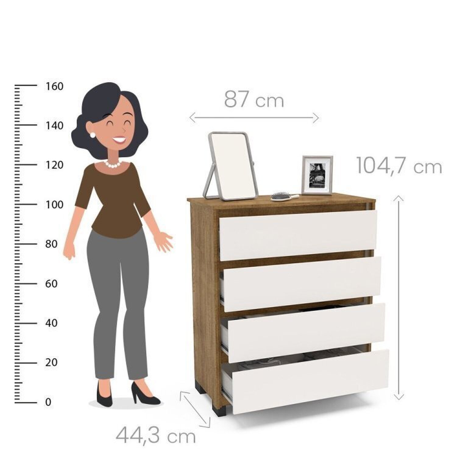 Guarda-roupa Coimbra 3 Portas Cômoda 4 Gavetas Mesa de Cabeceira 2 Gavetas - 15