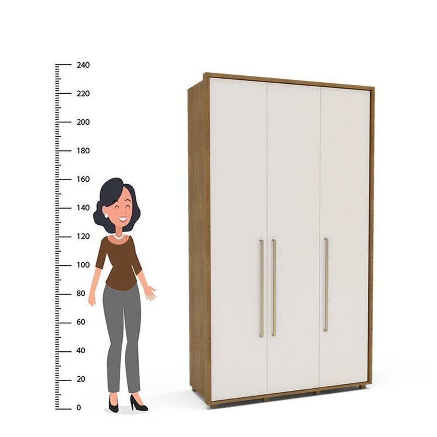 Guarda-roupa Coimbra 3 Portas Cômoda 4 Gavetas Mesa de Cabeceira 2 Gavetas - 6