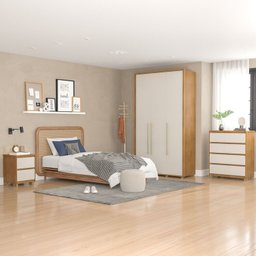 Guarda-roupa Coimbra 3 Portas Cômoda 4 Gavetas Mesa de Cabeceira 2 Gavetas - 1