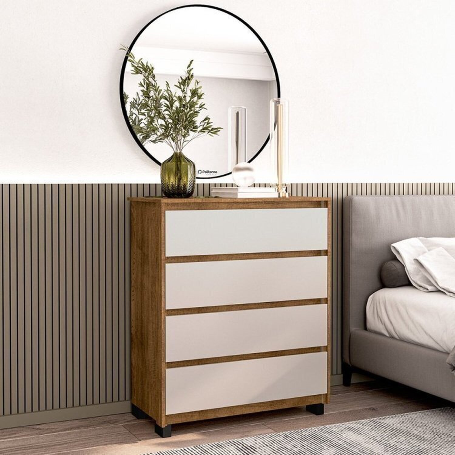 Guarda-roupa Coimbra 3 Portas Cômoda 4 Gavetas Mesa de Cabeceira 2 Gavetas - 13