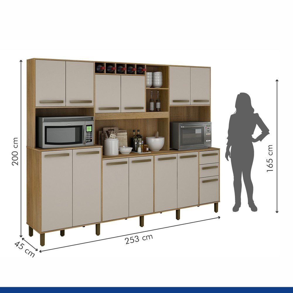 Cozinha Compacta 12 Portas Ágata Valdemóveis Cinamomo/Off White - 5
