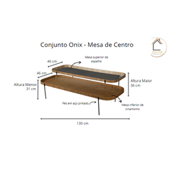 Kit 2 Mesas de Centro 130x46cm Onix - 3