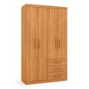 Ver imagem 3 de Guarda-Roupa Solteiro 4 Portas 3 Gavetas Advantage Marrom/Freijó