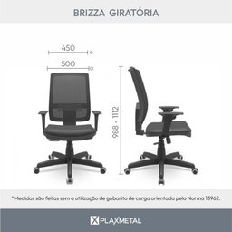 Kit 2 Cadeiras Escritório Presidente Ergonômica NR17 Tela Mesh Brizza - 4